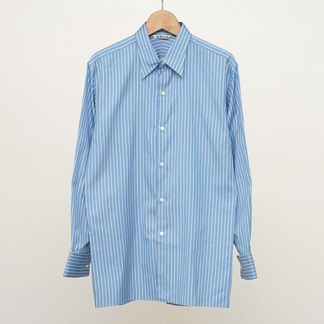 ڥ饹1ۡ9/6()19:00䳫ϡۡ2025 A/WۡAURALEE ꡼ǥCOTTON SILK STRIPE DOUBLE-CUFF SHIRT BLUE 