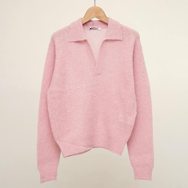 ڥ饹1ۡ9/6()19:00䳫ϡۡ2025 A/WۡAURALEE ꡼ǥBABY SURI ALPACA SHEER KNIT SKIPPER POLO PINK
