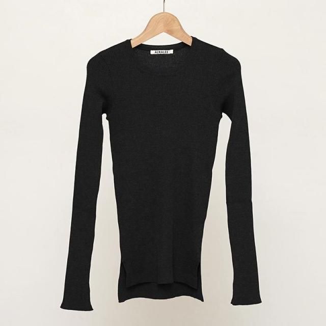 7/26()19:00䳫ϡۡ2025 A/WۡAURALEE ꡼ǥSUPER FINE WOOL HIGH GAUGE RIB KNIT P/O TOP CHARCOAL