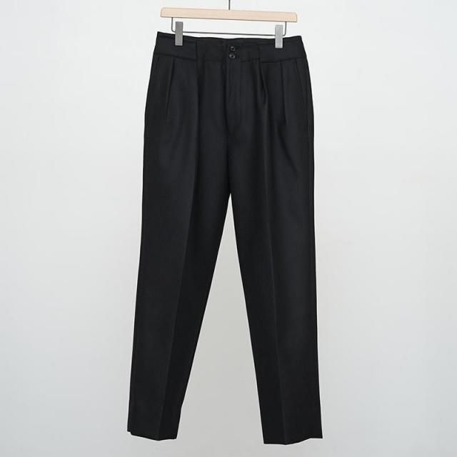 9/21()߸ɲáۡ9/20()䳫ϡۡ2025 A/WۡULTERIOR ƥꥢSUPER FINE LIGHT MELTON TUCKED TROUSERS BLACK