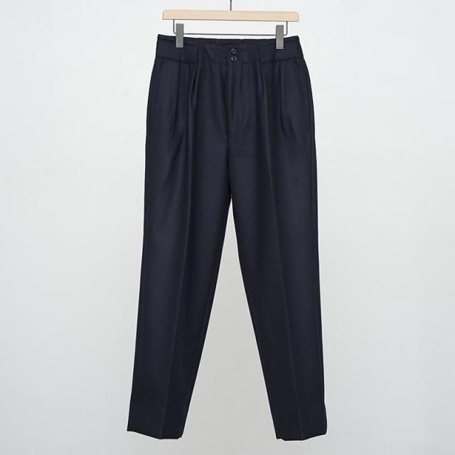 9/20()19:00䳫ϡۡ2025 A/WۡULTERIOR ƥꥢSUPER FINE LIGHT MELTON TUCKED TROUSERS DEEP NAVY