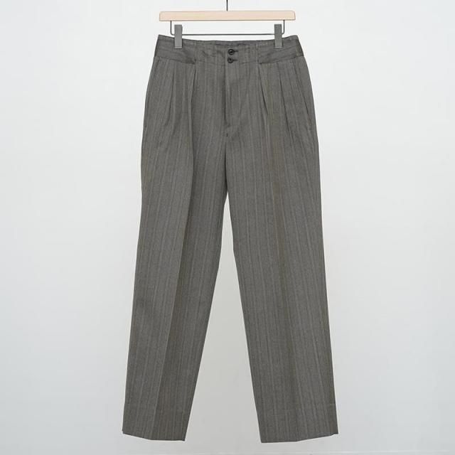 9/20()19:00䳫ϡۡ2025 A/WۡULTERIOR ƥꥢMELANGE HERRINGBONE STRIPE TUCKED TROUSERS DUSTY GREY