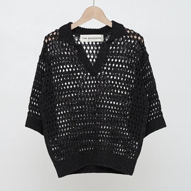 ڥ饹1ۡ4/20()19:00䳫ϡۡ2025 S/SۡTHE SHINZONE /  󥾡OPENWORK POLO KNIT BROWN