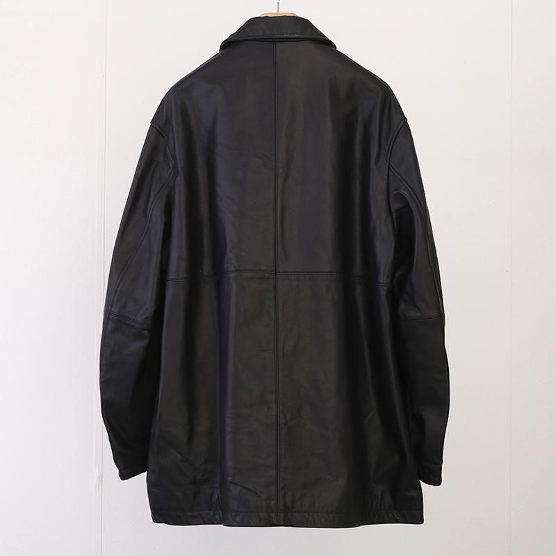 2025 A/W】【UNIVERSAL PRODUCTS】LEATHER CAR COAT BLACK - THIRTY