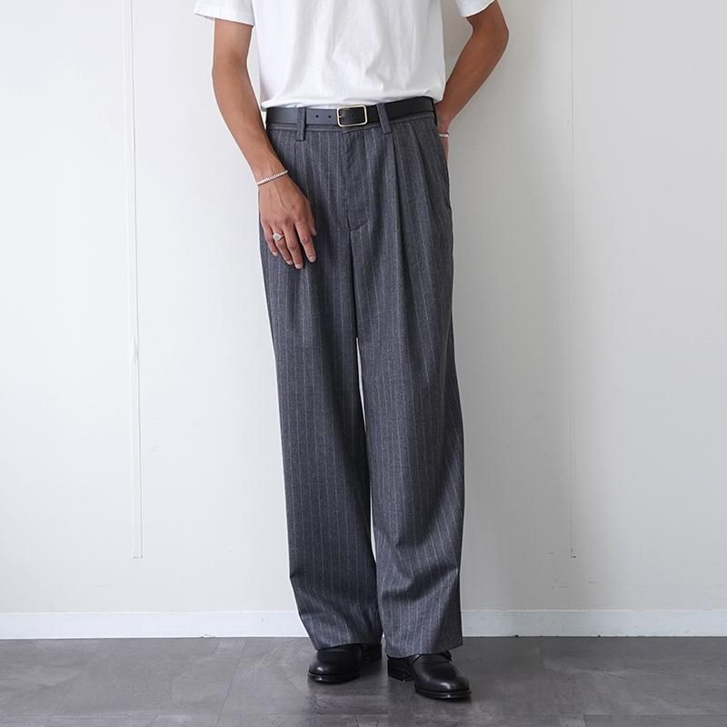 2025 A/W】【UNIVERSAL PRODUCTS】WOOL 2 TUCK TROUSERS GRAY STRIPE