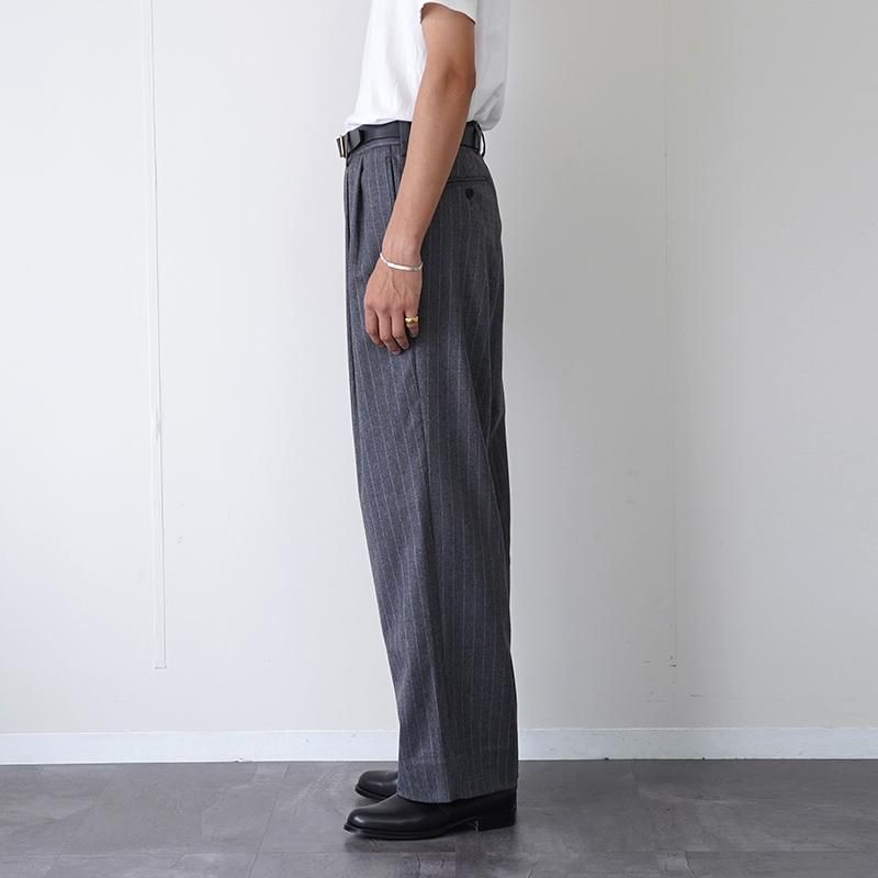 2025 A/W】【UNIVERSAL PRODUCTS】WOOL 2 TUCK TROUSERS GRAY STRIPE