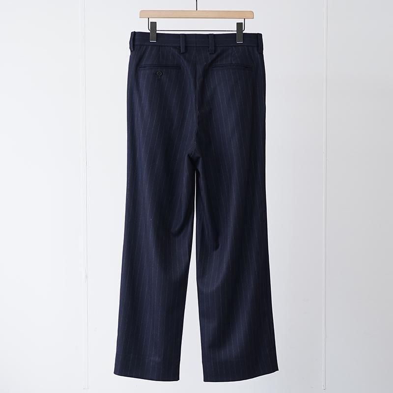 2025 A/W】【UNIVERSAL PRODUCTS】WOOL 2 TUCK TROUSERS NAVY STRIPE