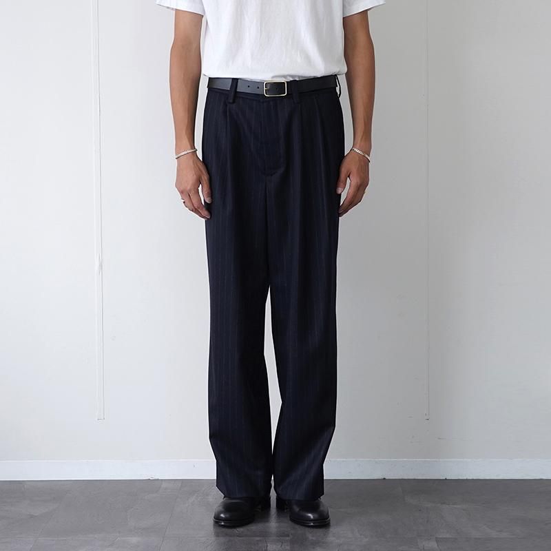 2025 A/W】【UNIVERSAL PRODUCTS】WOOL 2 TUCK TROUSERS NAVY STRIPE