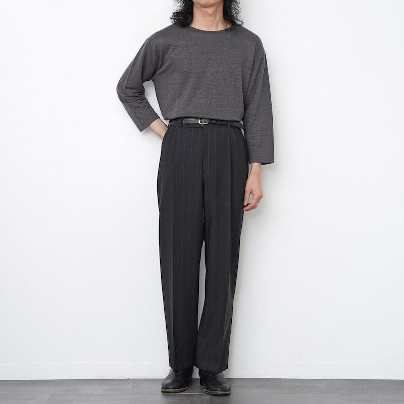 ご*ゅ様 BATONER Men Normandy Linen Basque S BATONERバトナーメンズ】NORMANDY LINEN BASQUE SHIRT DARK