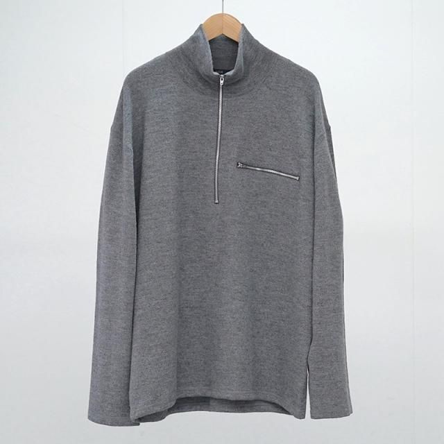 10/31()19:00䳫ϡۡ2025 A/WۡYLEVE 졼󥺡ULTRAFINE MERINO MILLED WOOL KN HALF ZIP P/O GREY