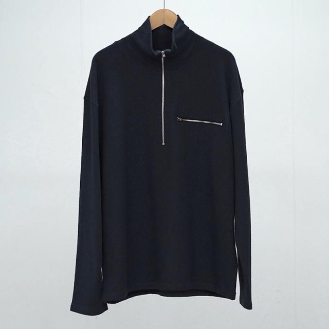 10/31()19:00䳫ϡۡ2025 A/WۡYLEVE 졼󥺡ULTRAFINE MERINO MILLED WOOL KN HALF ZIP P/O SMOKY NAVY