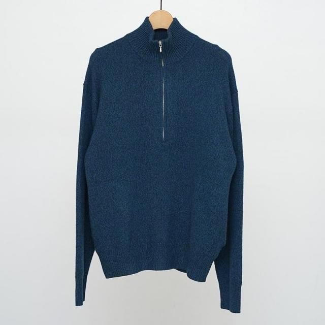 10/31()19:00䳫ϡۡ2025 A/WۡYLEVE 졼󥺡WOOL CASHMERE MELANGE KN HALF ZIP P/O BLUExGREEN