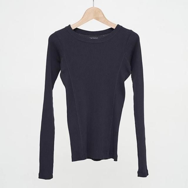 10/18()19:00䳫ϡۡ2025 A/WۡNikki ESSENTIAL PIECESOrganic cotton rib long tee navy