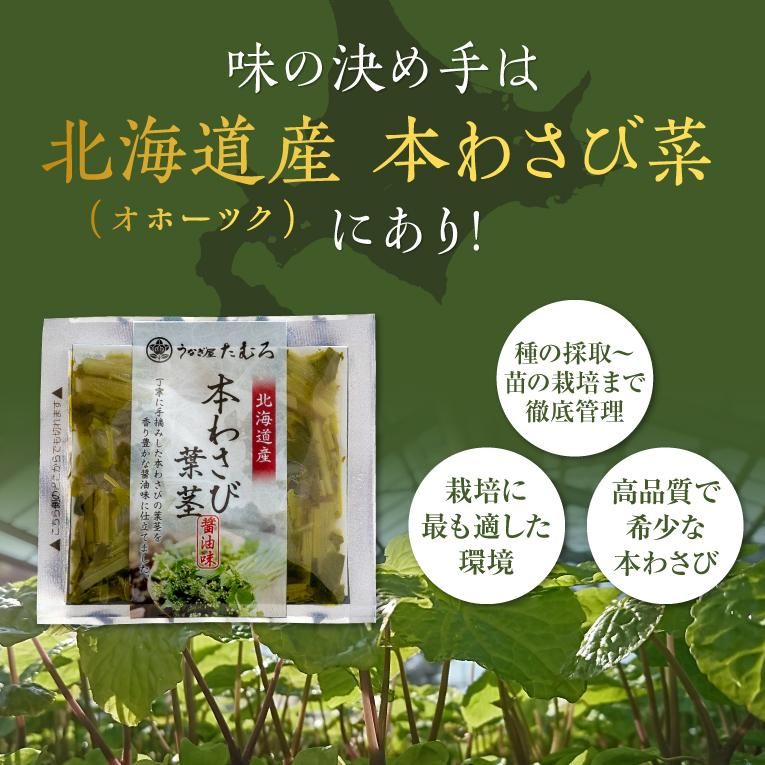 わさび菜 葉わさび醤油漬け １袋 うなぎ屋 たむろ 手焼きうなぎ蒲焼き 贈り物 ギフト 土用丑や父の日 お取り寄せに