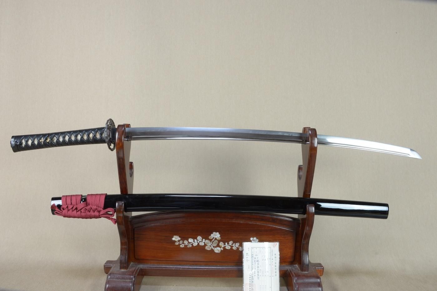 紫檀麒麟短剣】古兵器 刀装具 日本刀 模造刀 居合刀 武士道 鑑賞用 美術刀