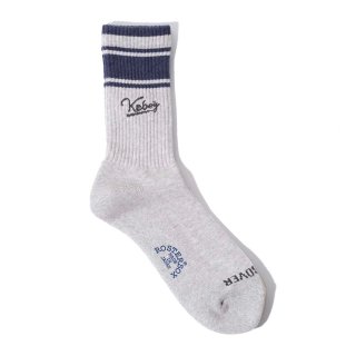 ROSTER SOX x KEBOZ x PASSOVER LINE LOGO SOCKS 4.0 MADE IN JAPAN GREY/NAVY/FOREST GREEN