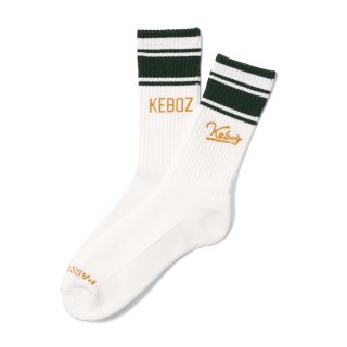ROSTER SOX x KEBOZ x PASSOVER LINE LOGO SOCKS 5.0 MADE IN JAPAN WHITE/FOREST GREEN/MUSTARD