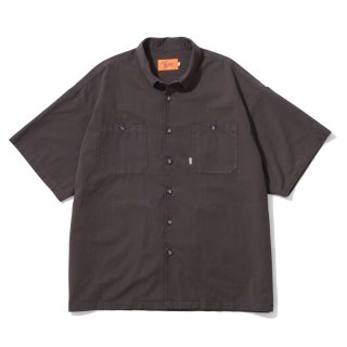 KEBOZ BURBERRY CLOTH WASHER S/S WORK SHIRTS DARK GRAY MADE IN JAPAN