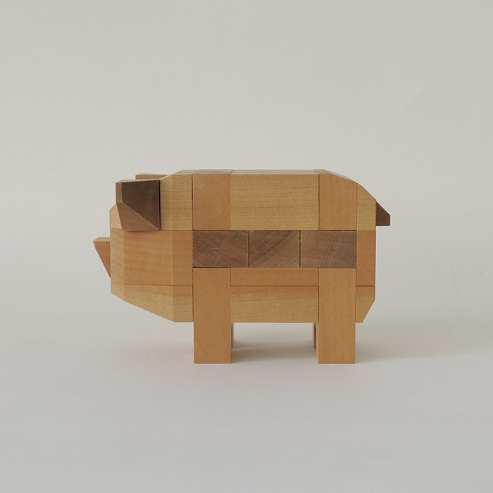 ヴィンテージ組木パズル　豚さん