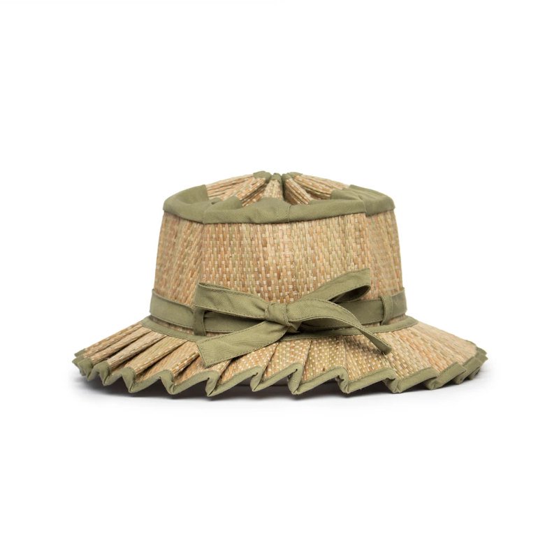 Lorna Murray（ローナマーレイ）<BR> Mayfair Child Hat <BR>Olive Grove<BR>リボン付き天然素材ハット<BR>キッズ帽子