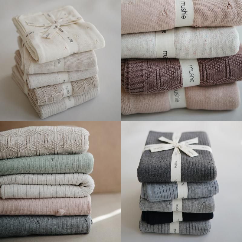 送料無料】mushie(ムシエ)Knitted Baby Blanketオーガニックコットンベビーニットブランケット、おくるみ多色展開 インポート子供服のセレクトショップ LePuju(ルプジュ) moimoln モイモルン エリアル柄短肌着 モイモルン マタニティウェア・ベビー用品 ベビー肌着・新生児服 ホワイト