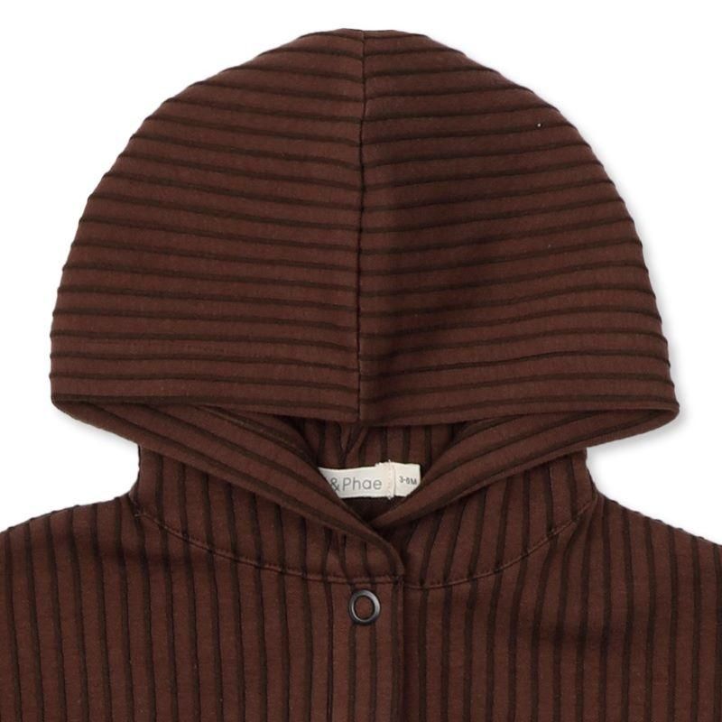 PhilPhae(フィルアンドフェ)2023AW Hooded baby jacket stripes burnt umber フード付きベビージャケット ストライプ インポート子供服のセレクトショップ LePuju(ルプジュ) 残りわずか ベビー キッズ アウター フードつきジャケット ジッパージャケット9