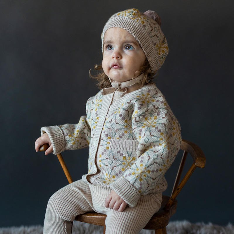 Mabli Knitwear（マブリ） 2023AW | LLYN CARDIGAN ALMOND | ウール