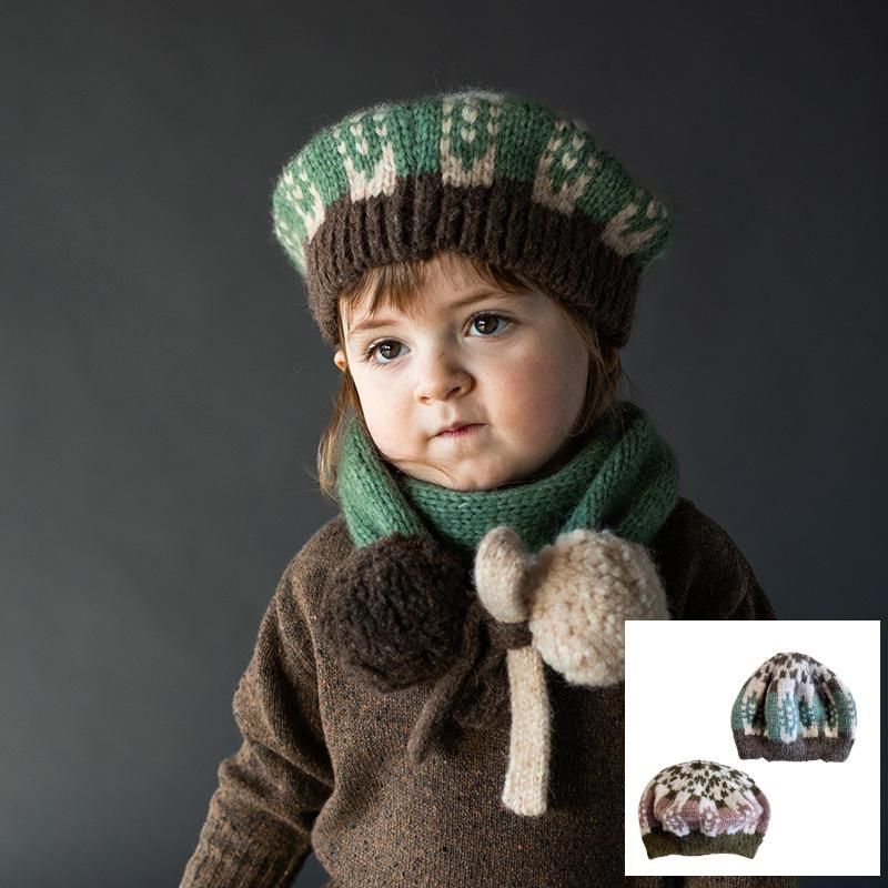 Mabli Knitwear（マブリ） 2023AW SGLEFRIO TAM | オリーブ・ウォールナット | ニットベレー帽 0-6才 -  インポート子供服のセレクトショップ LePuju(ルプジュ)