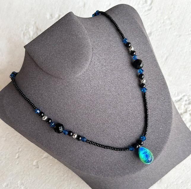 即購入者急募！【美品】AZA 7mm幅 ブラッククリスタル ネックレス tc001-black-7mm-1.jpg