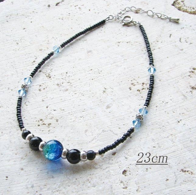 七海シリーズ アンクレット 【A-1】 証明書付 - 沖縄のホタルガラス