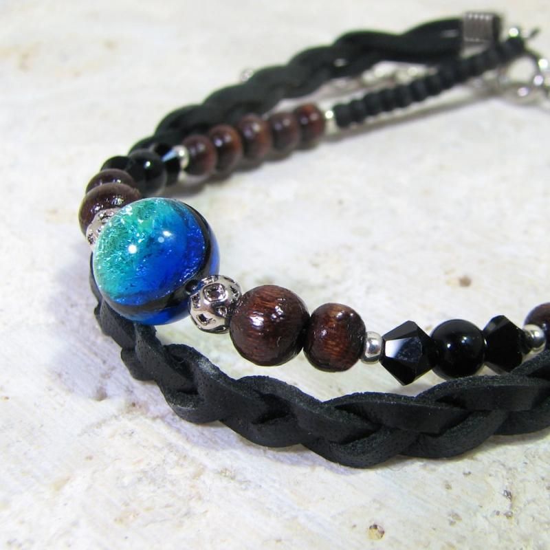 めぐみオーダーブレスレット ペア・パール 編み込みレザーブレス | Moon Label - 大月真珠