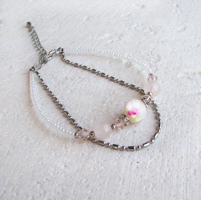 長七屋の月桃ブレスレット 【GeB-4】 証明書付 - 沖縄のホタルガラス