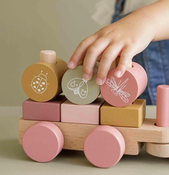 国内在庫・送料無料】 積み木機関車 (ピンク) - LITTLE DUTCH