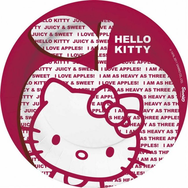 10個入り 23cm ペーパープレート「Hello Kitty」りんごシリーズ - パーティーセット・パーティーグッズ - フリバ free  birds - ヨーロッパの食品・雑貨をお手軽に通販。 16,800円以上で日本への送料無料！