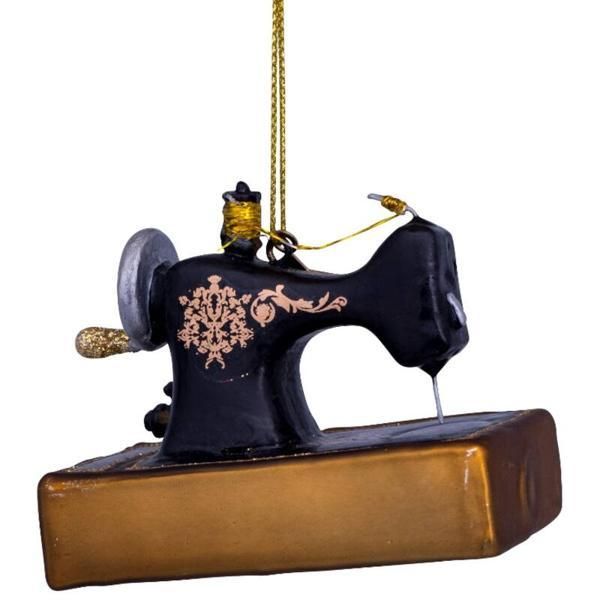ガラス製ミシンのクリスマスオーナメント ビンテージミシン ブラック ガラス製クリスマスオーナメント - VONDELS