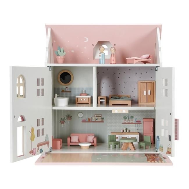 木製 ドールハウス ライトピンク 家具・人形付き - LITTLE DUTCH 木製 ドールハウス ライトピンク 家具・人形付き - LITTLE DUTCH