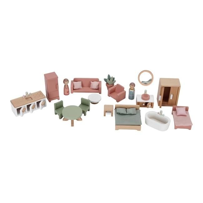 木製 ドールハウス ライトピンク 家具・人形付き - LITTLE DUTCH 木製 ドールハウス ライトピンク 家具・人形付き - LITTLE DUTCH