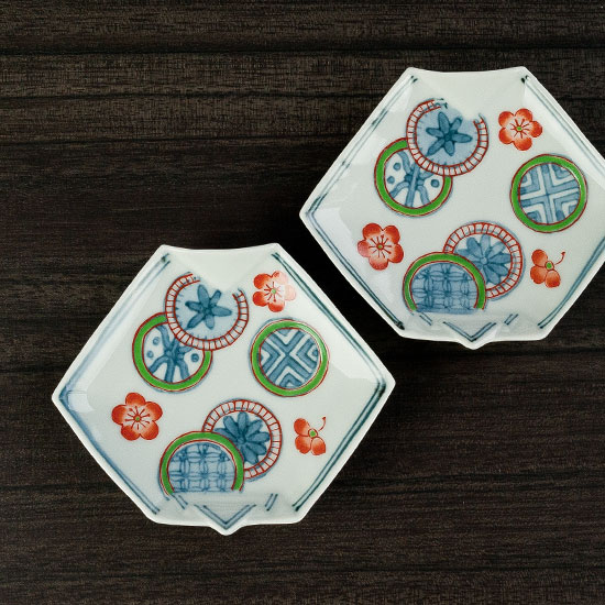 伊万里 色絵 錦手 手塩皿 5枚 [B23803] 丸文に舟漕ぎ 小皿 古玩 伊万里 色絵 錦手 手塩皿 5枚 [B23803] 丸文に舟漕ぎ 小皿 古玩