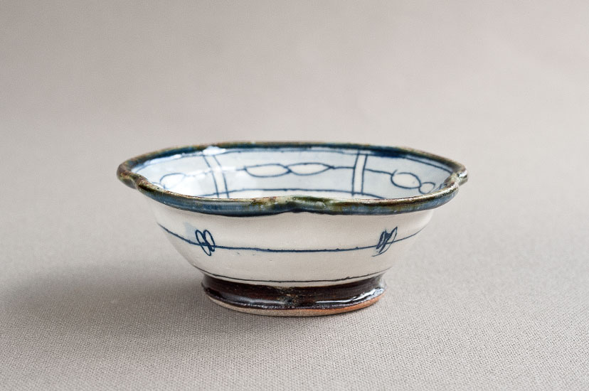 鉢粉青輪花青木清高作