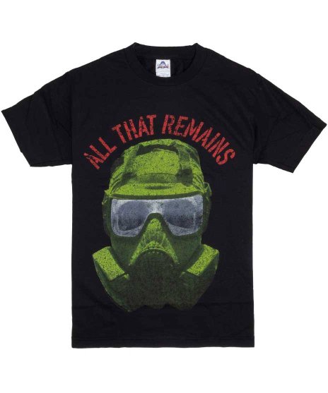 All That Remains/オフィシャルバンドTシャツ/Army Mask カラー：ブラック<br>サイズ：S〜Ｌ<br>グリーンのガスマスクのデザインです。