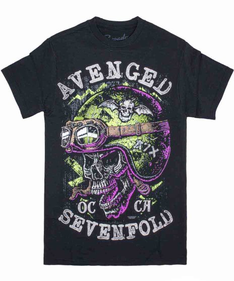 Avenged Sevenfold/オフィシャルバンドTシャツ/Helmet カラー：ブラック<br>サイズ：S<br>スカルにヘルメットのデザインです。