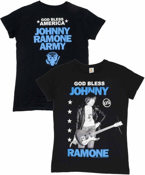 Johnny Ramone/オフィシャルガールズTシャツ/God Bless Johnnyカラー：ブラック<br>サイズ：ガールズL<br>ジョニー・ラモーンの大きい写真のデザインです。