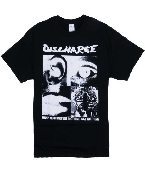Discharge/オフィシャルバンドTシャツ/Hear Nothing, See nothing カラー：ブラック<br>サイズ：S〜XL<br>アルバムHear Nothing...のデザインです