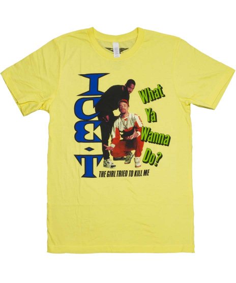Ice-T/オフィシャルバンドTシャツ/What Ya Wanna Doカラー：イエロー<br>サイズ：M〜XL<br>90年発売のマキシシングルのデザインです