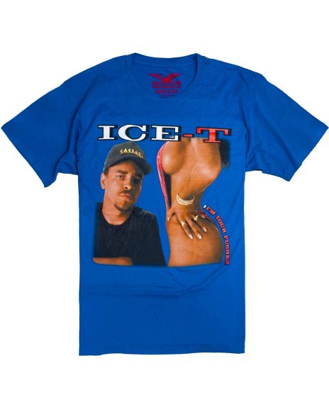 Ice-T/オフィシャルバンドTシャツ/I'M Your Pusher カラー：ブルー<br>サイズ：Ｍ〜ＸＬ<br>12inのジャケットデザインです。