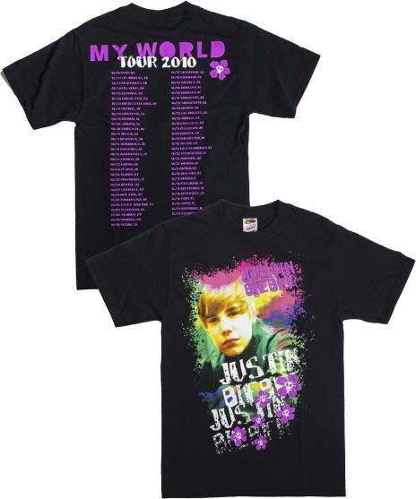 ジャスティン ビーバー/オフィシャルバンドTシャツ/2010 Tourカラー：ブラック<br>サイズ：Ｓ〜Ｌ<br>2010年のMy World Tourのデザイン
