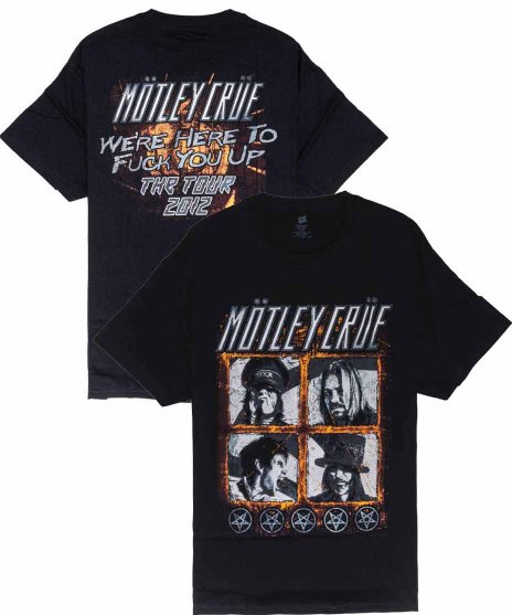 Motley Crue/オフィシャルバンドTシャツ/Four Squareカラー：ブラック<br>サイズ：Ｓ〜Ｌ<br>2012年のツアーTシャツのデザインです