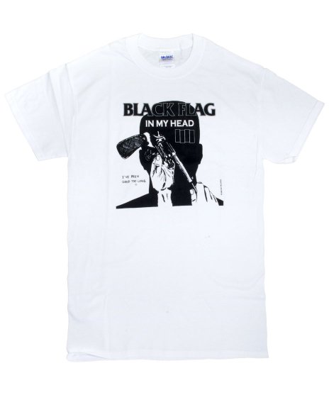 Black Flag オフィシャルバンドTシャツ In My Head カラー：ホワイト<br>サイズ：S〜L<br>アルバムIn My Headのデザインです