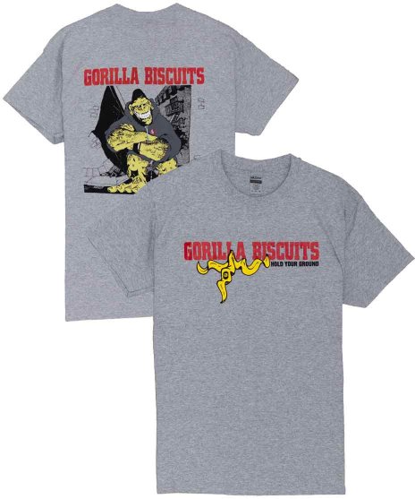 Gorilla Biscuits/オフィシャルバンドTシャツ/Hold Your Ground/グレーカラー：グレー<br>サイズ：S〜L<br>フロントにバナナとロゴ、バックにゴリラのデザイン