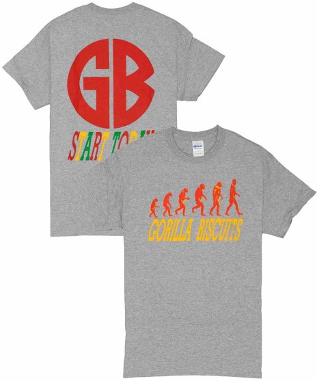 Gorilla Biscuits/オフィシャルバンドTシャツ/Start Today/グレーカラー：グレー<br>サイズ：S〜L<br>バックに大きくGBのロゴをプリントしたデザイン